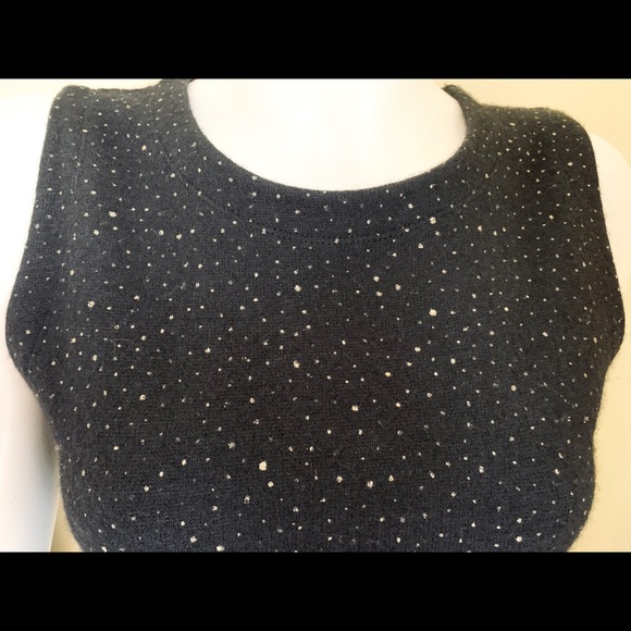 Beymen black Wool Knit Tank Top with Gold Sparkling tiny polka dots US S to M - Picture 2 of 7